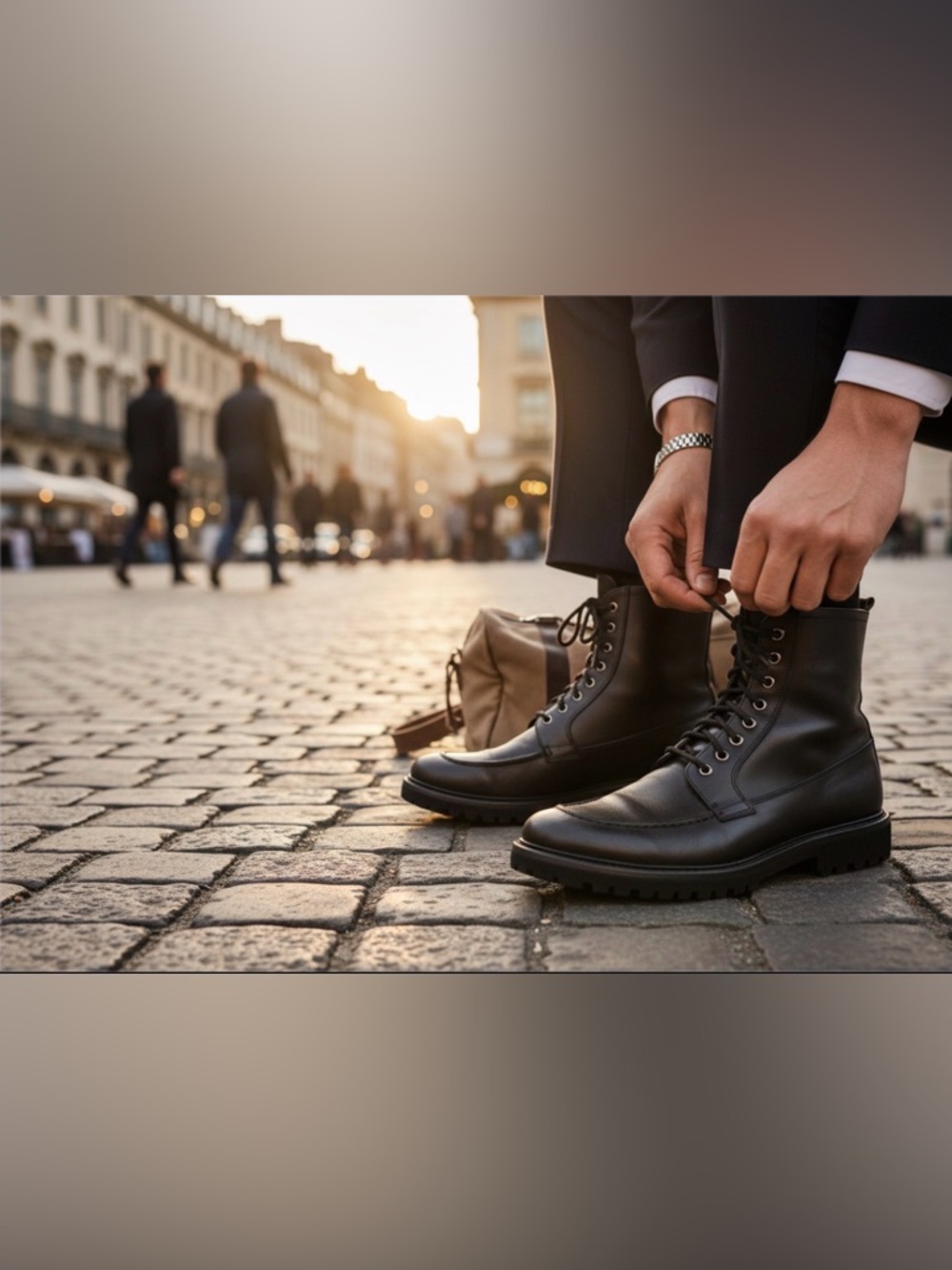 Bergdorf Goodman Eur 41 black leather laceup boot made in italy